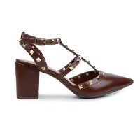 Scarpin Feminino Solis Marrom e Dourado