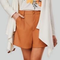 Short em Couro Sintético Marrom Ramo Selvagem - Marrom
