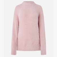 Suéter Slim Alongado em Tricô com Pelinhos Rosa