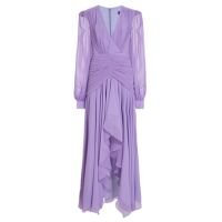 VESTIDO LONGO DRAPEADO OMBREIRAS LILÁS CLARO