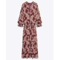 VESTIDO COMPRIDO ESTAMPADO COM FIO METALIZADO