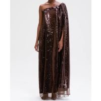 VESTIDO LONGO PAETÊ TIMELESS MARROM