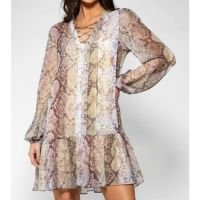 Vestido Glam Snake Guess Marrom - Marrom