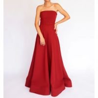 Vestido Longo em Crepe com Cintura Baixa, Cinto Forrado e Saia Godê – REF: