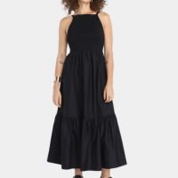 Vestido Longo Farm Maria Lastex Feminino - Preto