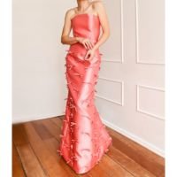 Vestido Longo em Zibeline com Lacinhos Aplicados – REF: OD74TQC