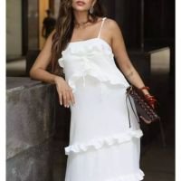 VESTIDO LONGO BABADO TENDENCIA BOHO CHIC TECIDO DUNA