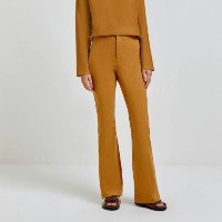 calça feminina flare em viscose com elastano - marrom