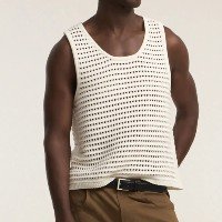 Regata em Tricô com Ponto Aberto Off White