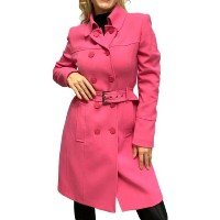 CASACO TRENCH COAT MALISE EXECUITIVO FEMININO - Rosa