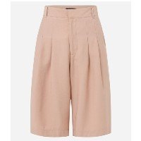 Bermuda Alfaiatada Alongada com Pregas Frontais Bege