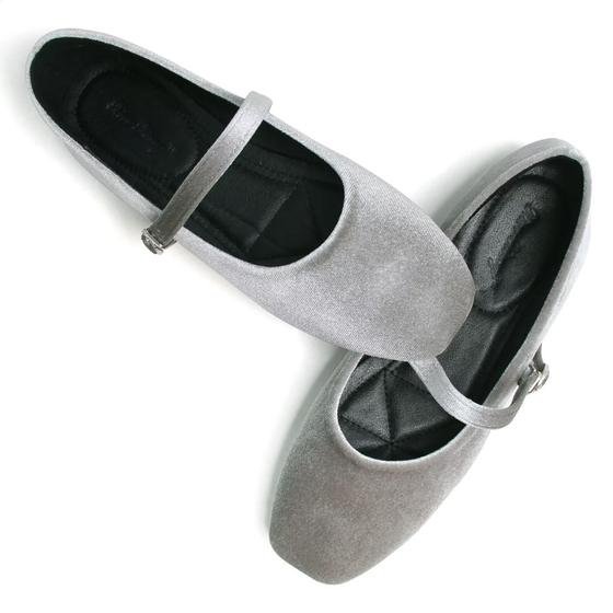 Sapatilhas de balé WENJIAZHIZHI, rede de camurça feminina, cinza, tamanho 4