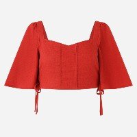 Blusa Cropped com Textura Maquinetada e Amarração Lateral Vermelho