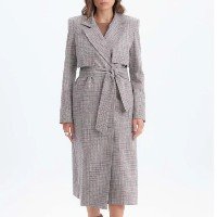 Trench Coat Super Midi Faixa Lança Perfume - Cinza