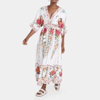 Vestido Farm Midi Delicadeza em Flor Feminino - Off White