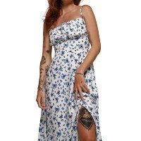 Vestido Feminino Longo Soltinho em Viscose com Fenda Lateral - Branco