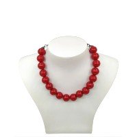 Colar de Bolas Gargantilha Vermelho Vintage Anos 60 Festa Fantasia