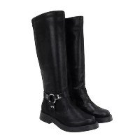 Bota Casual Feminino Cano Alto Tira e Argola Minimalista Confortável Invern