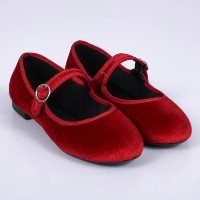 Sapatilha Feminina Adulto Veludo Bico Redondo Com Salto Baixo