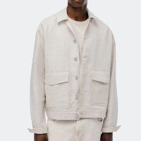 jaqueta overshirt masculina com linho - bege