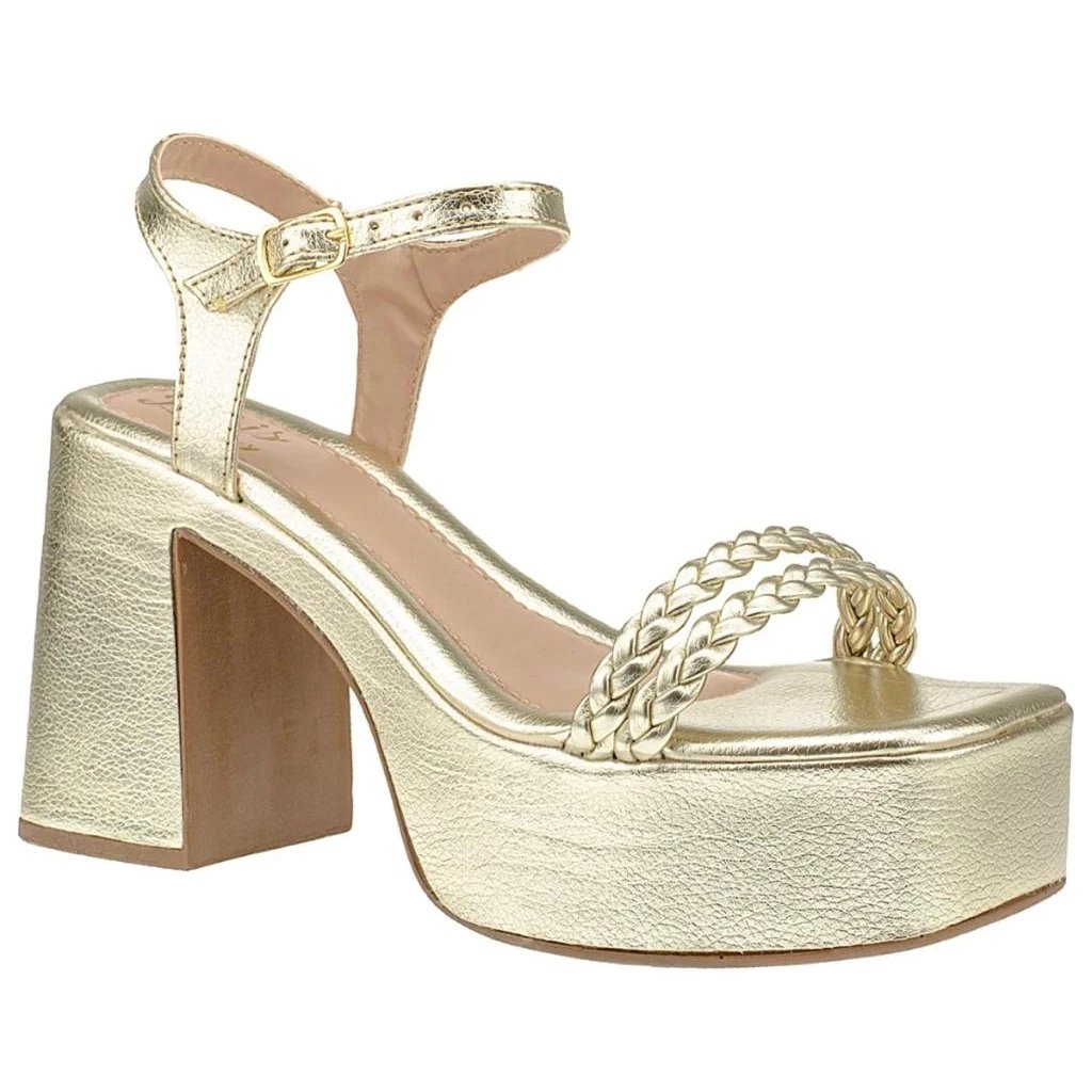 Sandalia Salto Meia Pata Tendencia Tiras Plataforma Salto Quadrado Estiloso