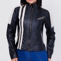 Jaqueta de Couro Mathê Preto Marfim - Parra Couros