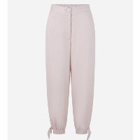 Calça Balloon em Viscose Twill e Amarração na Lateral da Barra Rosa
