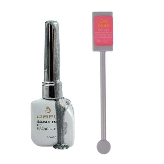 Kit Esmalte Gel Magnético Prata 10ml + Imã - Dafu