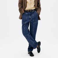 calça jeans feminina reta cintura alta - azul