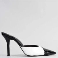 Mule CBK Salto Alto Fino Branco e Preto - CHIBINSKI