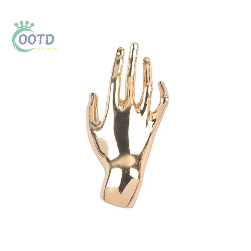 Moda Hoje Vintage Metal Em Forma De Mão Broche Minoria Design Brilhante Rou