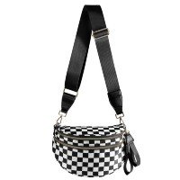 Bolsa tiracolo MEISEY xadrez preta e branca para mulheres