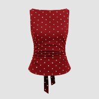 Cotton-blend Boat Neck Knotted Polka Dot Ruched Tank Top