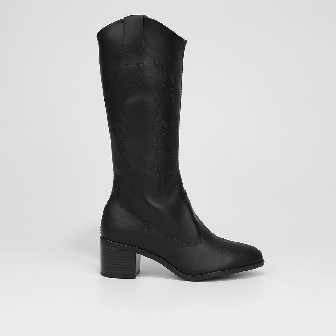 Bota Country Beira Rio Cano Alto Feminina - Preto