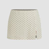 Cotton-blend Polka Dot Split Mini Skirt