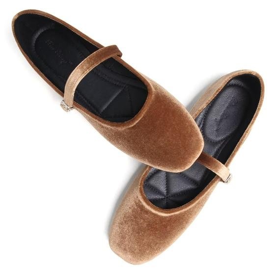 Sapatilhas de balé WENJIAZHIZHI, rede de camurça feminina, marrom 39 (7,5)