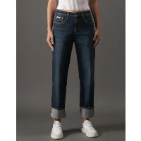 Calça Jeans Feminina Straight Barras Dobradas Calvin Klein Jeans - Marinho