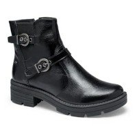 Bota Biker Dakota Cano Curto Verniz Com Fivelas e Sola Tratorada Feminino G
