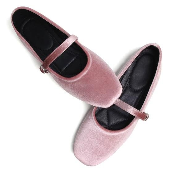 Sapatilhas de balé WENJIAZHIZHI Suede Fishnet com bico quadrado rosa 37 (6.