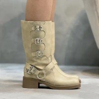 Coturno Feminino Zara Biker Creme Destroyed - Cadência Feminina