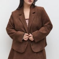 Suede Collar Jacket Curve & Plus