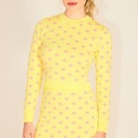 Blusa em Tricot Manga Longa Florea Poá Amarela