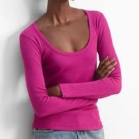 Blusa malha decote u fucsia