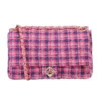 Bolsa média tweed rosa
