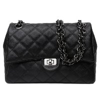 Bolsa Feminina Couro Legítimo Vittal Barbara Design Matelassê Preto