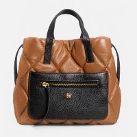 Bolsa Rafa P em Couro Carmel e Preto