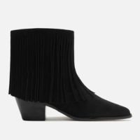 Bota Preta Acamurçada Cano Curto Western Franjas