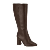 Bota Beira Rio Conforto Cano Longo Bico Quadrado Salto Bloco