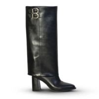 Bota Feminina Com Capa Cano Longo Salto Grosso Preto - Jessica Leal Shoes