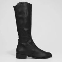 Bota Cano Alto Via Uno Recorte Têxtil Feminina - Preto